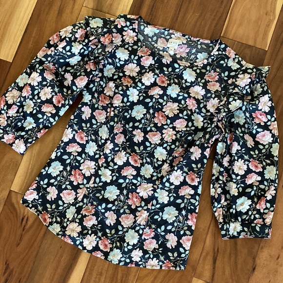 LA VIE REBECCA TAYLOR TOP ARIANE BLACK ROSE PRINT Cottagecore Size Small - Picture 5 of 8